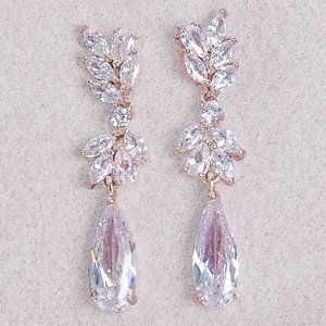 Rose gold slim droplet earrings